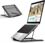 Picture of Foldable Portable Laptop Stand – Adjustable Ventilated Desktop Holder for MacBook, Notebook, Tablet – Lightweight Ergonomic Tray Mount (Black)
