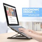 Picture of Foldable Portable Laptop Stand – Adjustable Ventilated Desktop Holder for MacBook, Notebook, Tablet – Lightweight Ergonomic Tray Mount (Black)