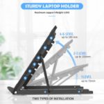 Picture of Foldable Portable Laptop Stand – Adjustable Ventilated Desktop Holder for MacBook, Notebook, Tablet – Lightweight Ergonomic Tray Mount (Black)