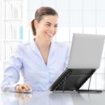 Picture of Foldable Portable Laptop Stand – Adjustable Ventilated Desktop Holder for MacBook, Notebook, Tablet – Lightweight Ergonomic Tray Mount (Black)