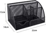 Picture of EasyPAG Office Mesh Desk Tidy – Versatile Desktop Organiser with Drawer, Black – Durable & Stylish Stationery Storage
