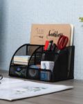 Picture of EasyPAG Office Mesh Desk Tidy – Versatile Desktop Organiser with Drawer, Black – Durable & Stylish Stationery Storage