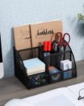 Picture of EasyPAG Office Mesh Desk Tidy – Versatile Desktop Organiser with Drawer, Black – Durable & Stylish Stationery Storage