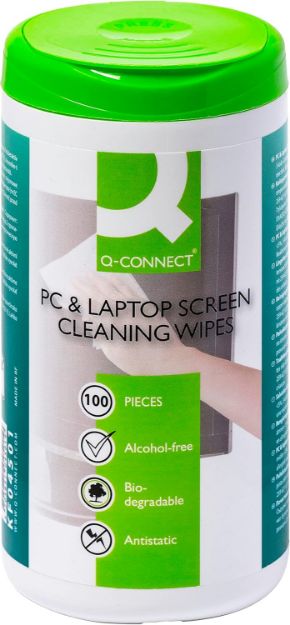 Picture of Screen Cleaning Wet Wipes – 100pcs Dispenser Tub | Antistatic Wipes for TFT & LCD Screens – White