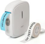 Picture of Portable Bluetooth Label Maker Machine with Tape & Built-in Cutter | Mini Inkless Sticker Printer for iOS & Android – USB Rechargeable, Handheld, White