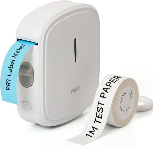 Picture of Portable Bluetooth Label Maker Machine with Tape & Built-in Cutter | Mini Inkless Sticker Printer for iOS & Android – USB Rechargeable, Handheld, White