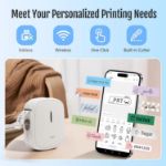 Picture of Portable Bluetooth Label Maker Machine with Tape & Built-in Cutter | Mini Inkless Sticker Printer for iOS & Android – USB Rechargeable, Handheld, White