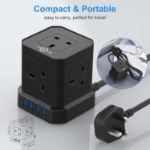 Picture of KEPLUG Cube Extension Lead with USB Slots – 5 Way Plug Power Strip with 4 USB Ports (3.1A) – 2m Extension Cable, 3250W/13A UK Power Socket for Home, Office & Travel