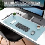 Picture of Large Leather Desk Mat (80x40cm) – Light Blue | Office Desk Protector, Writing Pad, Mouse & Keyboard Mat for Computer & Laptop