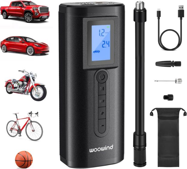 Picture of AP2-P Cordless Tyre Inflator Electric Air Pump | Digital Pressure Gauge, Rechargeable Portable Compressor for Car, Bike, Motorcycle, Scooter & Balls