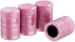 Picture of CKAuto Pink Tire Valve Stem Caps, 4 pcs Set – Anodized Aluminum, Corrosion Resistant, Universal Fit for Cars, Trucks, Motorcycles, and Bikes