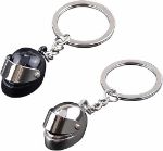 Picture of 2PCS 3D Motorcycle Helmet Keychain – Cool Metal Biker Key Ring for Car, Bike, Gifts – Black & Silver Zinc Alloy