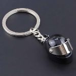 Picture of 2PCS 3D Motorcycle Helmet Keychain – Cool Metal Biker Key Ring for Car, Bike, Gifts – Black & Silver Zinc Alloy