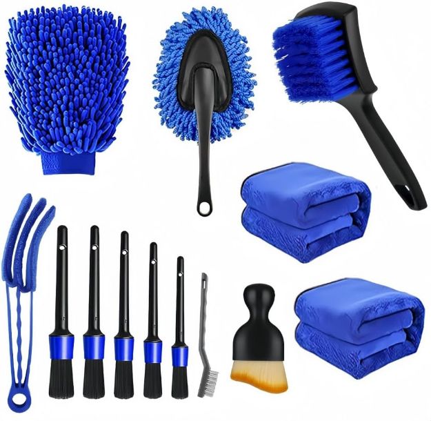 Picture of 13PCS Car Cleaning Kit – Complete Car Detailing Brush Set for Interior & Exterior | Wash Mitt, Wheel Brush, Vent & Dashboard Tools