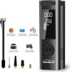 Picture of Electric Bike Pump & Car Tyre Inflator - Rechargeable Smart Air Compressor with LED, Pressure Gauge, & Valve Adaptors