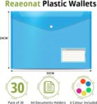 Picture of 30-Pack A4 Plastic Wallet Folders – Assorted Colors with Label Pocket & Snap Button for School, Office & Travel