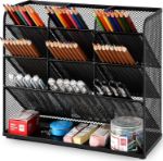 Picture of Mesh Desk Organiser – Multi-Functional Pen Holder & Desktop Stationery Organiser Rack for Home, School & Office Supplies (Black)