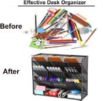 Picture of Mesh Desk Organiser – Multi-Functional Pen Holder & Desktop Stationery Organiser Rack for Home, School & Office Supplies (Black)