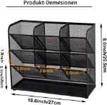 Picture of Mesh Desk Organiser – Multi-Functional Pen Holder & Desktop Stationery Organiser Rack for Home, School & Office Supplies (Black)