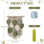 Picture of Macrame Wall Hanging – Handmade Green Leaf Tassel Boho Wall Art Tapestry for Bedroom, Living Room, Office & Apartment Decor