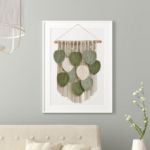Picture of Macrame Wall Hanging – Handmade Green Leaf Tassel Boho Wall Art Tapestry for Bedroom, Living Room, Office & Apartment Decor