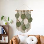 Picture of Macrame Wall Hanging – Handmade Green Leaf Tassel Boho Wall Art Tapestry for Bedroom, Living Room, Office & Apartment Decor