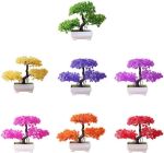 Picture of Artificial Bonsai Cedar – Yellow Welcoming Pine Emulated Bonsai Plant for Home Decor, Tabletop Ornament & Indoor Decorative Pot Plant