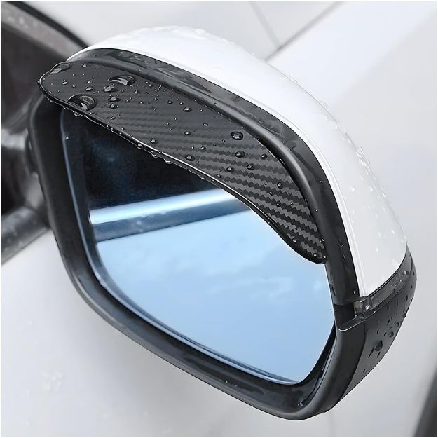 Picture of 2PCS Universal Rearview Mirror Rain Visor Guard – Carbon Fiber Waterproof Side Mirror Eyebrows for Cars, Trucks, SUVs
