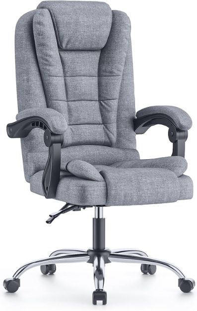 Picture of Executive Office Chair – High Back Ergonomic Recliner Desk Chair with Tilt Function & Heavy-Duty Base for Home Office or Gaming (Grey Fabric)
