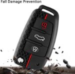 Picture of Audi TPU Key Fob Cover for A1 A3 S3 A4 S4 RS4 A6 S6 RS6 Q3 Q5 Q7 TT R8 Seat Exeo – 3 Button Protection Silicone (Black/Red)
