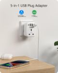 Picture of USB Plug Charger UK with 1 Type C and 3 USB Ports – 5-in-1 Multiport Adapter Plug for Household Appliances, Smartphones, iPhones & Tablets – 3250W Power Capacity
