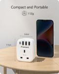 Picture of USB Plug Charger UK with 1 Type C and 3 USB Ports – 5-in-1 Multiport Adapter Plug for Household Appliances, Smartphones, iPhones & Tablets – 3250W Power Capacity