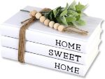 Picture of Decorative White Books – Farmhouse Stacked Books, Hardcover Home | Sweet | Home Set of 3 for Coffee Table & Shelf Decoration