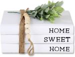 Picture of Decorative White Books – Farmhouse Stacked Books, Hardcover Home | Sweet | Home Set of 3 for Coffee Table & Shelf Decoration