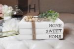 Picture of Decorative White Books – Farmhouse Stacked Books, Hardcover Home | Sweet | Home Set of 3 for Coffee Table & Shelf Decoration