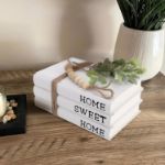 Picture of Decorative White Books – Farmhouse Stacked Books, Hardcover Home | Sweet | Home Set of 3 for Coffee Table & Shelf Decoration