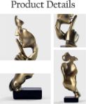 Picture of Handcrafted Silence Is Gold Thinker Statue – Modern Abstract Resin Figurine for Home & Office Decor