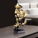 Picture of Handcrafted Silence Is Gold Thinker Statue – Modern Abstract Resin Figurine for Home & Office Decor