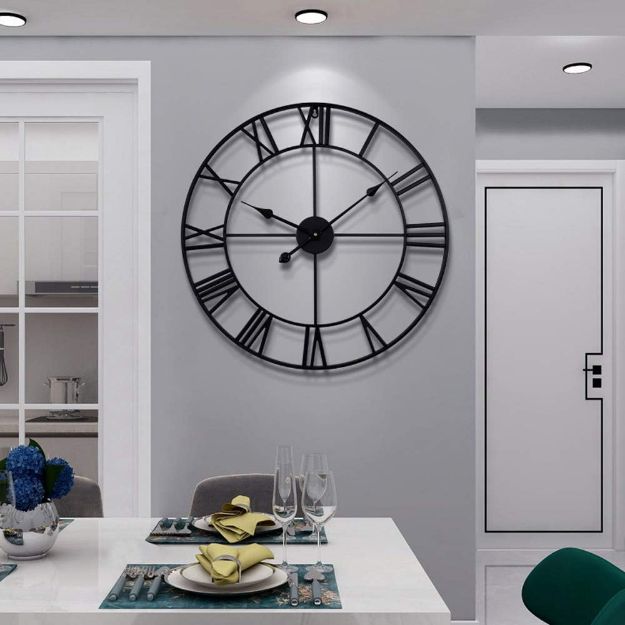 Picture of Vintage 24-Inch Large Silent Wall Clock – Non-Ticking Roman Numerals Clock for Living Room, Bedroom, Office & Kitchen Decor