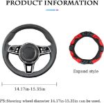 Picture of Universal Car Steering Wheel Cover – Anti-Slip Microfiber Leather with Red Stitching, Durable & Stretchable, Fits 37–38 cm Steering Wheels – Interior Car Accessories