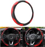 Picture of Universal Car Steering Wheel Cover – Anti-Slip Microfiber Leather with Red Stitching, Durable & Stretchable, Fits 37–38 cm Steering Wheels – Interior Car Accessories