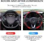 Picture of Universal Car Steering Wheel Cover – Anti-Slip Microfiber Leather with Red Stitching, Durable & Stretchable, Fits 37–38 cm Steering Wheels – Interior Car Accessories