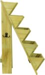 Picture of Woodside 5 Tier Wooden Garden Planter – Decorative Pine Flower & Herb Stand for Outdoor Plants with Tool Hooks and Drainage