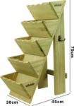 Picture of Woodside 5 Tier Wooden Garden Planter – Decorative Pine Flower & Herb Stand for Outdoor Plants with Tool Hooks and Drainage