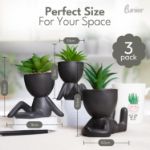 Picture of Seated Succulent Set (Set of 3) – Porcelain Pots with Small Artificial Plants for Indoors | Faux Plants for Bedroom, Office Desk, Bathroom – Shelf Decorations