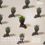 Picture of Seated Succulent Set (Set of 3) – Porcelain Pots with Small Artificial Plants for Indoors | Faux Plants for Bedroom, Office Desk, Bathroom – Shelf Decorations