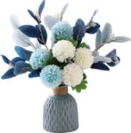 Picture of Artificial Flowers with Vase – Faux Hydrangea Flower Arrangements for Home, Garden, Party, and Wedding Decoration