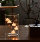 Picture of LANLONG 21cm Hurricane Glass Candle Holder – Clear Tealight & Votive Pillar Candle Stand for Weddings, Centerpieces, Home & Party Décor