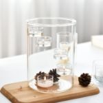 Picture of LANLONG 21cm Hurricane Glass Candle Holder – Clear Tealight & Votive Pillar Candle Stand for Weddings, Centerpieces, Home & Party Décor