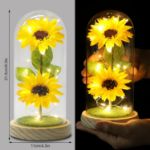 Picture of Mothers Day Flowers Gifts for Women – Sunflowers in Glass Dome, Eternal Flower Gift for Mom, Wife, Grandmother for Wedding, Birthday, Anniversary (Yellow)
